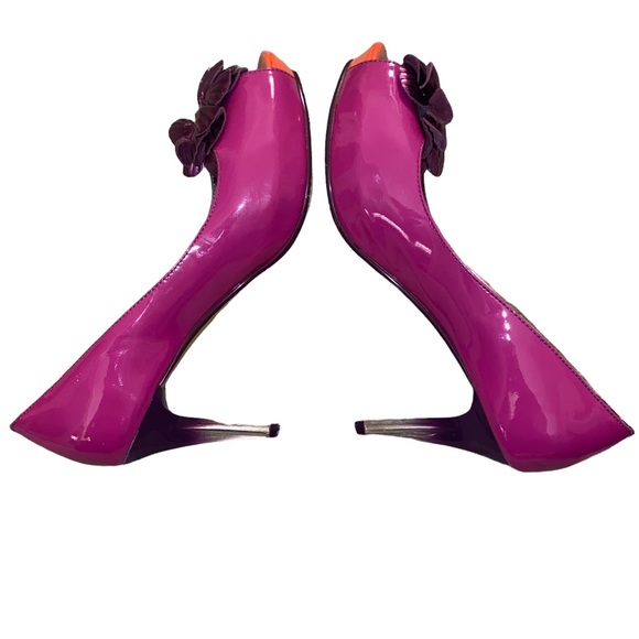 Poetic License Summer Bloom Floral Patent Leather Embellished Lucite Heels - 6.5 - Picture 10 of 16